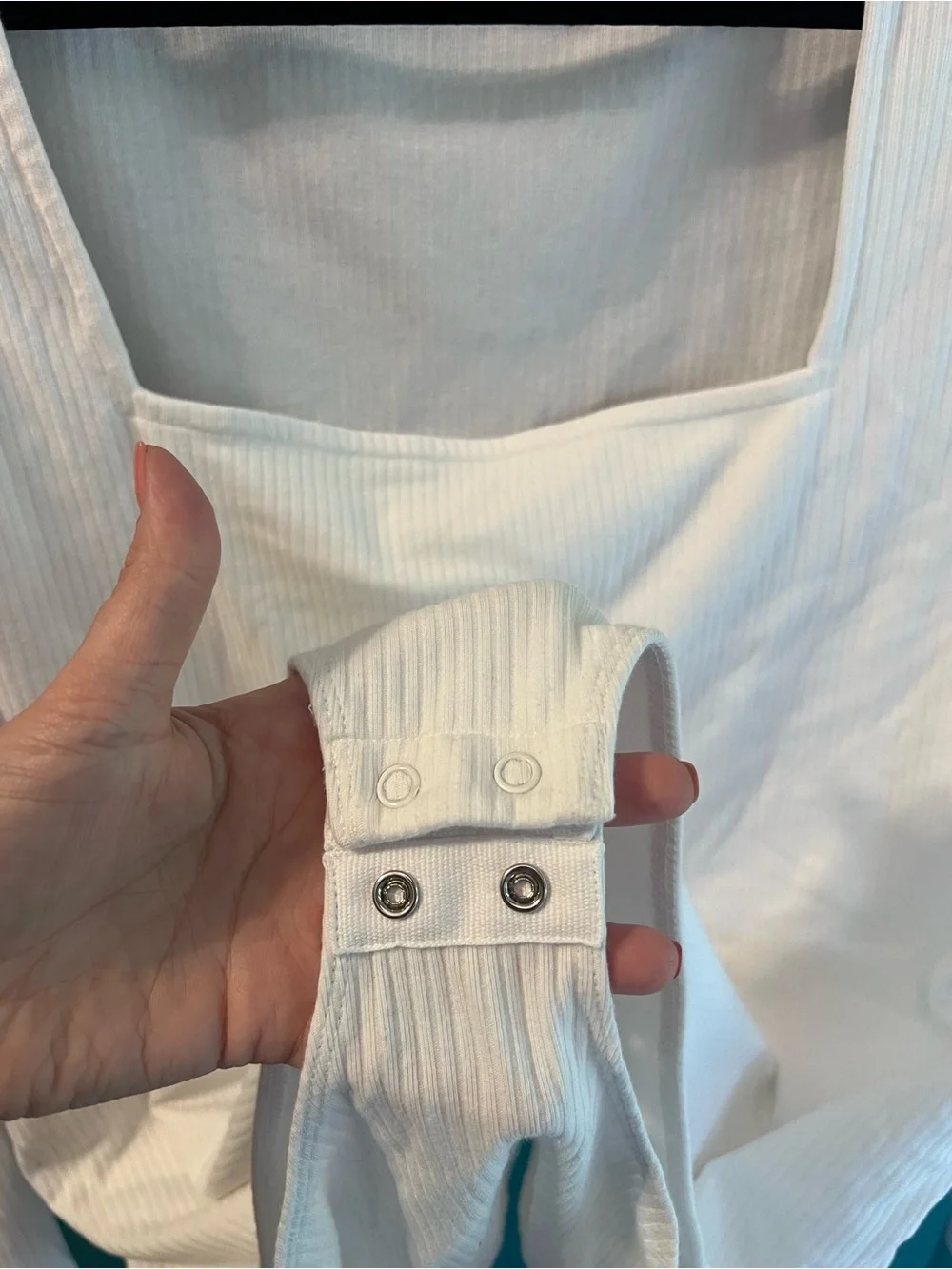 Old Navy White Ribbed Square Neck Long Sleeve Bodysuit - Picture 4 of 4